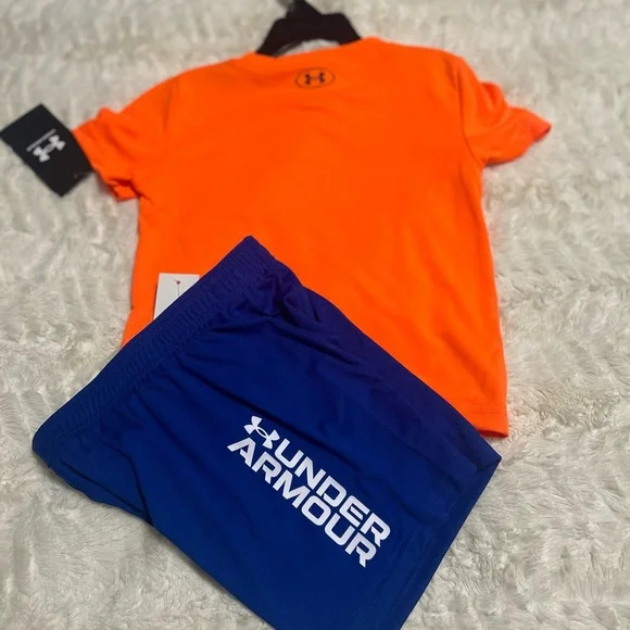 NWT Under Armour Boys Orange Graphic T-Shirt & Blue Shorts Set | Size 2T - Picture 4 of 6